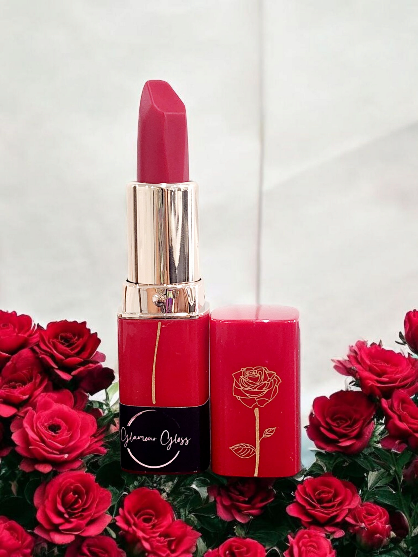 Matte smooth red lipstick